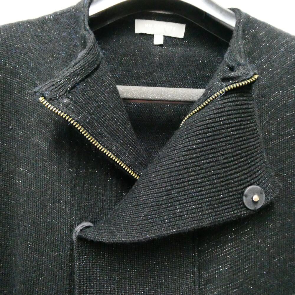 MM Couture Miss Me Sweater Tunic‎ Womens Small Black Metallic Moto Zip MMCSW068